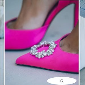 Vici satin hot pink sling back